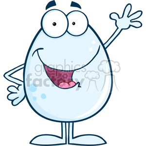 Clipart of Smiling White Egg Cartoon Character Waving For Greeting clipart. Royalty-free image # 386963