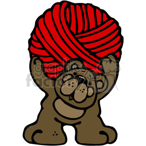 bear with ball of red yarn clipart.