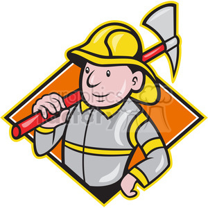 cartoon retro illustration fire+fighter fireman rescue 911 fire