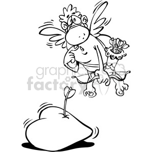 cartoon illustration funny comic comical cupid love heart black+white