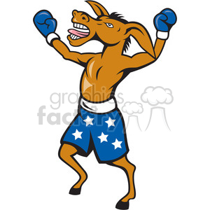 clipart - donkey democrat boxer celebrate.