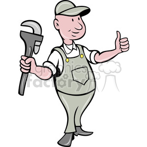 cartoon repairman fix plumber plumbers repair handyman handy+man thumbs+up wrench mechanic