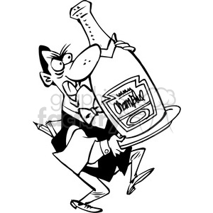 waiter carrying a huge bottle of champagne in black and white clipart. Royalty-free image # 388507