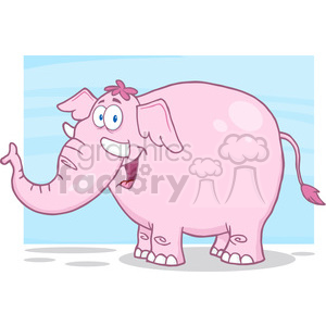 5624 Royalty Free Clip Art Happy Pink Elephant Cartoon Mascot Character clipart.