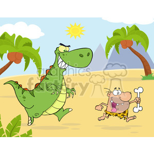6816 Royalty Free Clip Art Angry Dinosaur Chasing A Caveman clipart. Royalty-free image # 389614