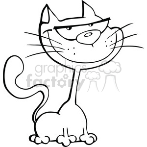 6617 Royalty Free Clip Art Black and White Cat Cartoon Illustration clipart. Royalty-free image # 389766