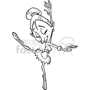 ballerina cartoon character in black and white clipart. Commercial use image # 389814