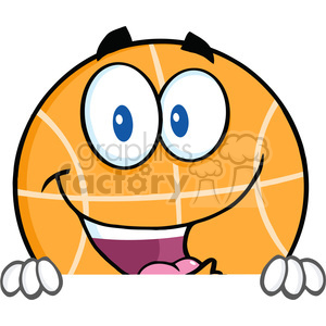 clipart - Funny Basketball Cartoon Character Looking Over Something.