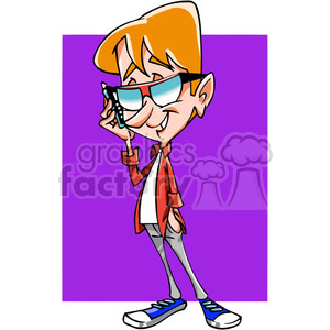 cartoon character funny guy talking phone cell communication 