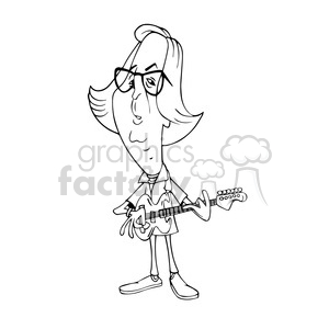 clipart - Eric Clapton bw cartoon caricature.