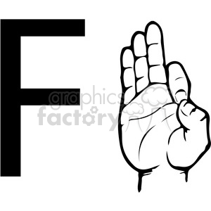 ASL sign language F clipart illustration worksheet .