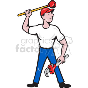 clipart - plumber standing wrench front shape.