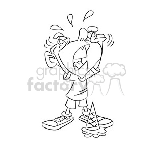 clipart - kid crying over his dropped ice cream cone outline.