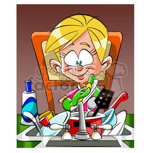 vector cartoon lady doing the dishes clipart. Commercial use image # 393711