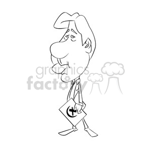 vector david duchovny cartoon character in black and white clipart. Commercial use image # 393741