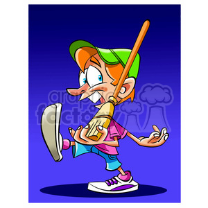 clipart - image of boy marching with broom stick nino marchando.