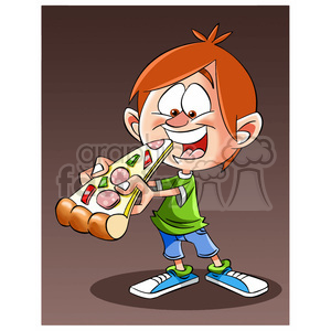 cartoon comic funny characters people pizza food eating lunch dinner hungry boy kid