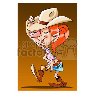 cartoon cowgirl having fun clipart. Commercial use image # 394221