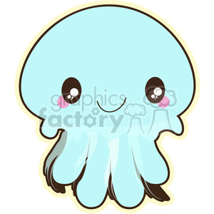 cute cartoon jellyfish sea ocean blue