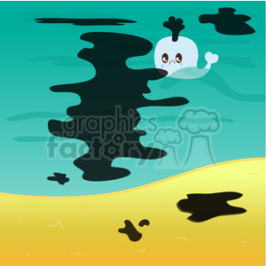 cute cartoon oil spill destruction ocean sea water Contamination whale