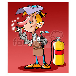 cartoon welder smoking a cigarette clipart. Commercial use image # 394712
