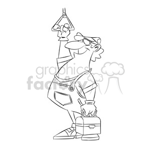 construction man holding handle black and white clipart. Commercial use image # 395088
