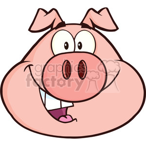 Royalty Free RF Clipart Illustration Happy Pig Head Cartoon Mascot Character clipart. Commercial use image # 395529