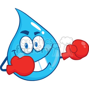 clipart - Royalty Free RF Clipart Illustration Water Drop Character With Boxing Gloves.