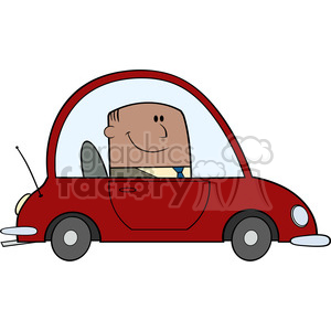 Royalty Free RF Clipart Illustration African American Businessman Driving Car To Work Cartoon Character clipart. Commercial use image # 395809