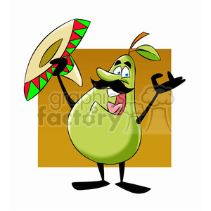 clipart - paul the cartoon pear character singing mexican music.