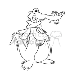 character mascot cartoon crocodile alligator reptile kranky winter scarf cold black+white