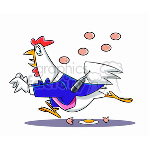 character mascot cartoon chicken bird farm running eggs