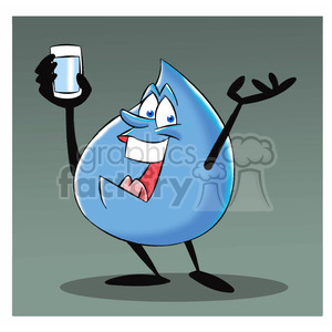 aqua the cartoon water drop drinking water clipart. Commercial use image # 397579