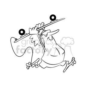tom the cartoon surfer character running with longboard black white clipart. Commercial use image # 397629