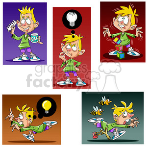 clipart - luke the teen cartoon character clip art image set.