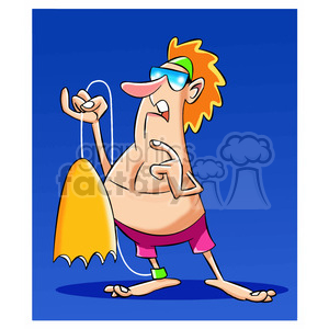 tom the cartoon surfer character holding a broken board clipart.