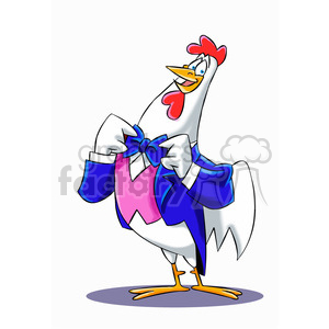 cartoon chicken wearing a suit clipart.