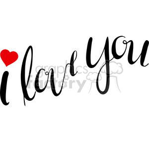 clipart - i love you calligraphy typography illustration red hearts words.