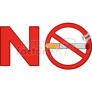 royalty free rf clipart illustration no smoking sign with cigarette vector illustration isolated on white background .