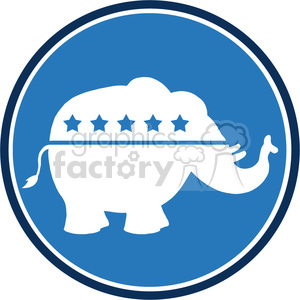 republican elephant blue circle label vector illustration flat design style isolated on white clipart.