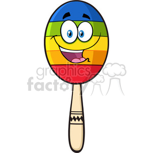 happy colorful mexican maracas cartoon mascot character vector illustration isolated on white background clipart.