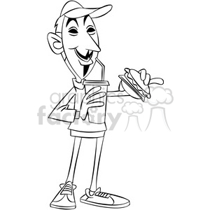 black and white vector clipart image of anonymous person eating lunch clipart. Royalty-free image # 400332