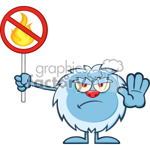 Grumpy Yeti Cartoon Mascot Character Gesturing And Holding A No Fire Sign Vector clipart. Royalty-free image # 402917