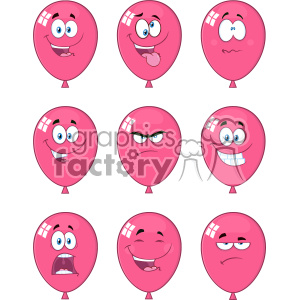 10772 Royalty Free RF Clipart Pink Balloons Cartoon Mascot Character Expressions Set Vector Illustration clipart. Royalty-free image # 403689