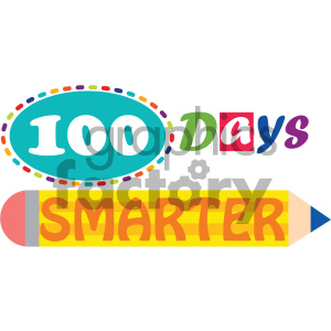 100 days of school pencil vector art clipart. Commercial use image # 404028