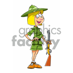 cartoon woman hunter clipart. Commercial use image # 404149
