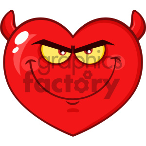 clipart - Devil Red Heart Cartoon Emoji Face Character With Smiling Expression Vector Illustration Isolated On White Background.