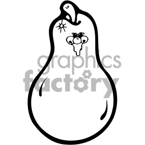 black and white vector cartoon pear clipart.