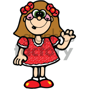 cartoon girl waving vector art clipart. Royalty-free icon # 405363