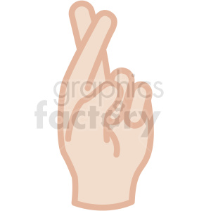 white hand with fingers crossed vector icon clipart.